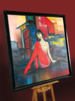 Pintura de dama roja