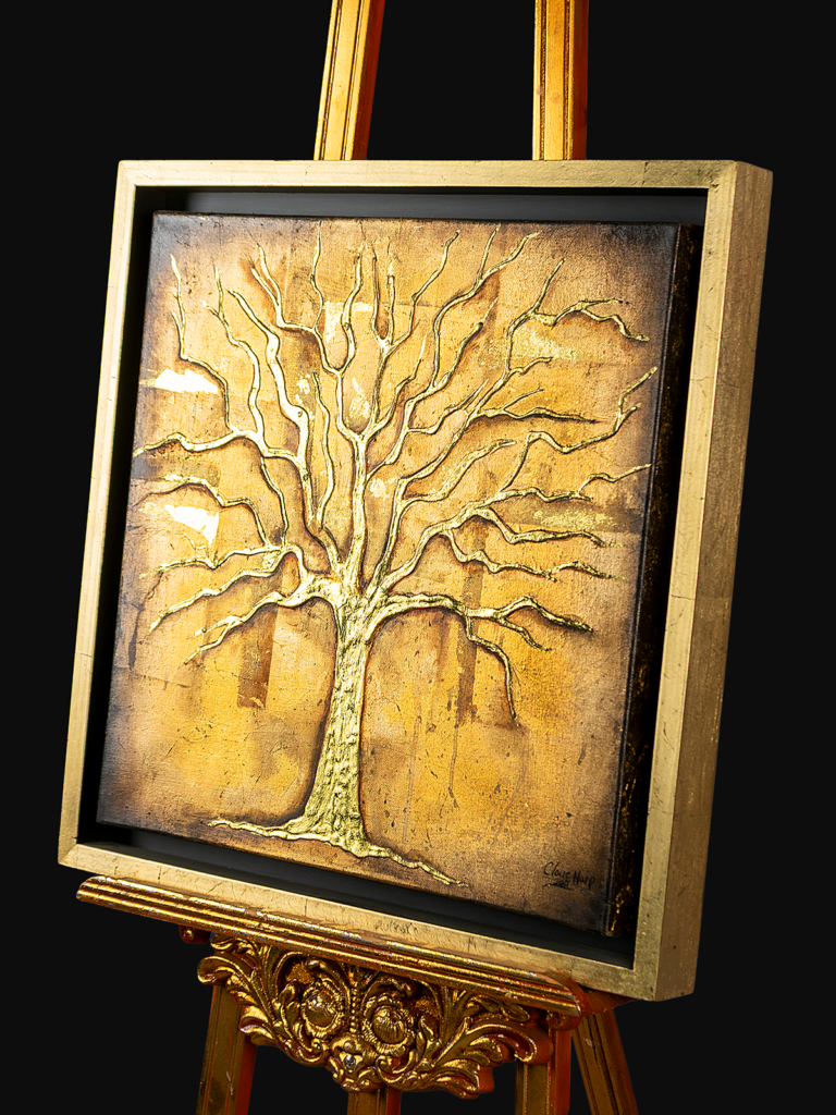 Pintura de árbol en oro