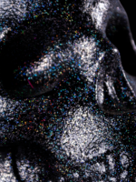 Escultura de craneo brillante