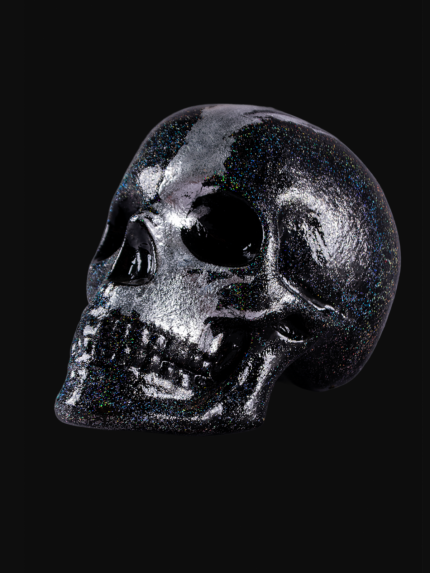 Escultura de craneo brillante