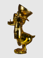 Escultura de pato dorado