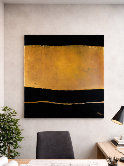 pintura abstracta negro y oro