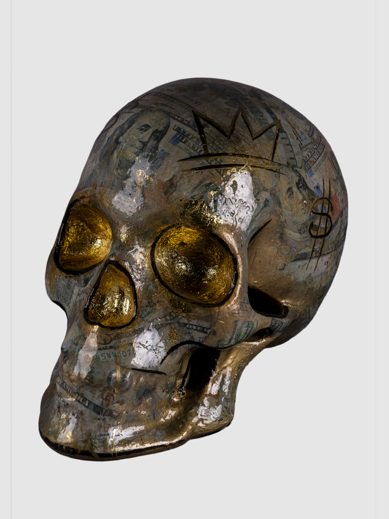 Escultura de craneo texturizado
