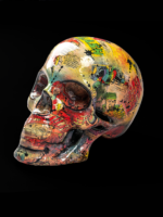 escultura de craneo pop art