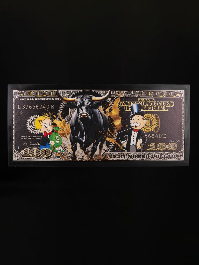 cuadro canva toro y dollar frente